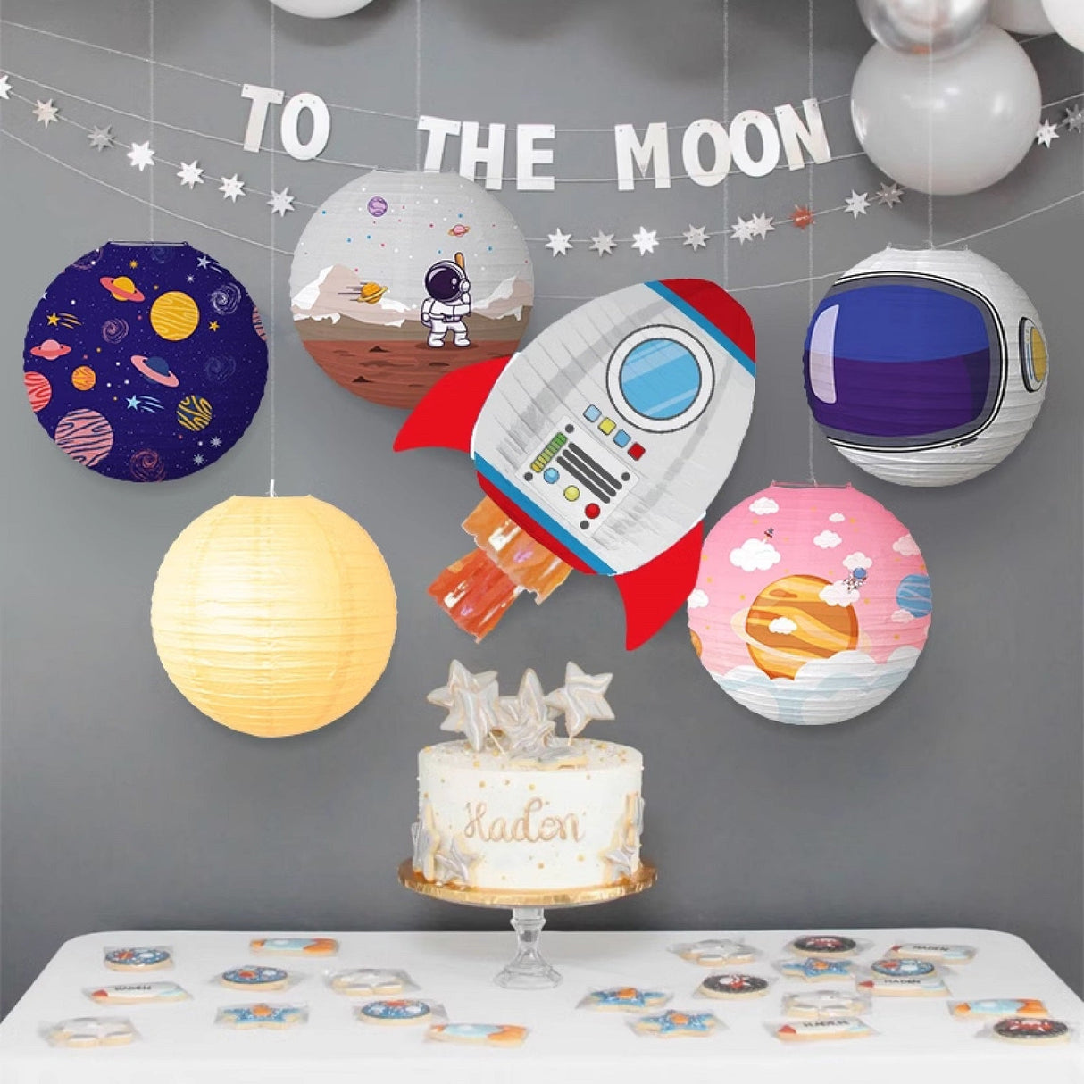 Round Paper Lantern Decoration - Outer Space Set