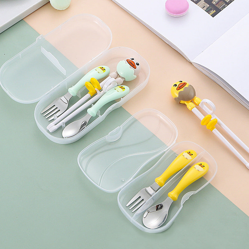 Cute Cartoon 3 in 1 Cutlery Set with Spoon Fork Chopsticks