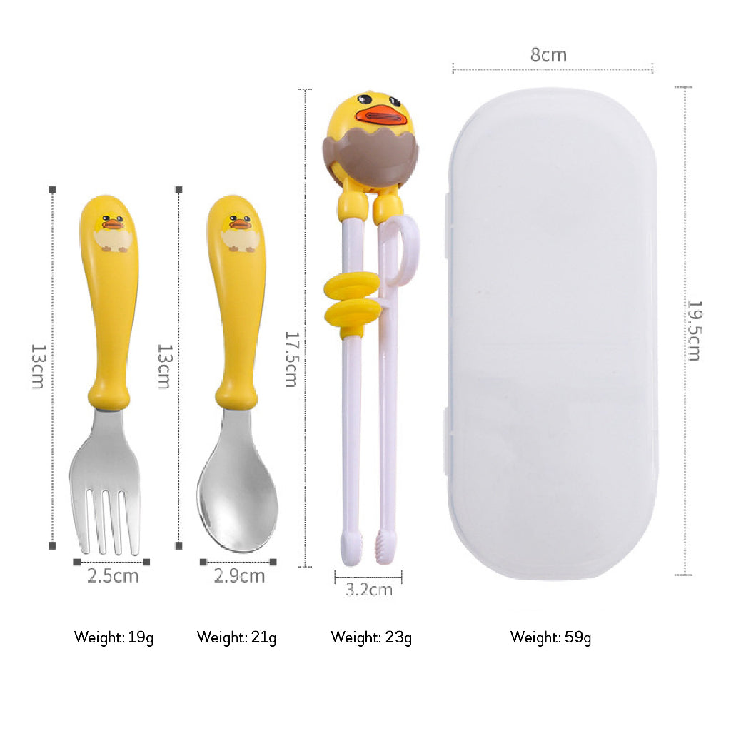 Cute Cartoon 3 in 1 Cutlery Set with Spoon Fork Chopsticks