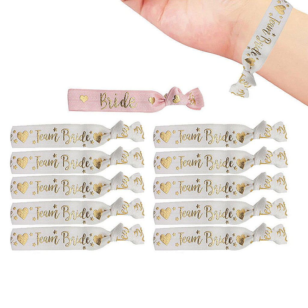 Bride to Be Team Bride Wristband Set - White