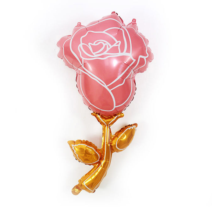 Pink Rose Flower Shaped Foil Balloon