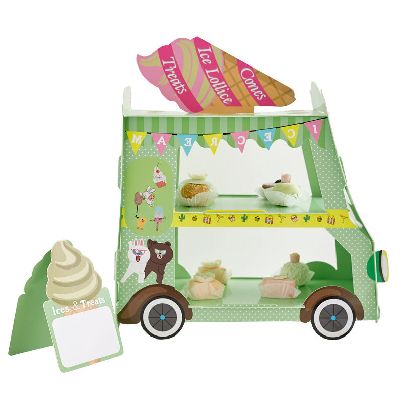 Kids Cake Cupcake Dessert Stand - Green Ice Cream Truck