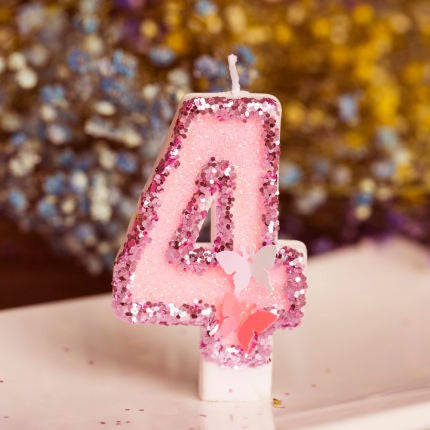 Premium Butterfly Pink Number Candle for birthday party cake decoration event