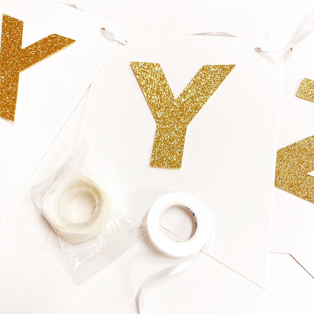 Happy Birthday Banner White DIY Customised Banner for Birthday party wedding event decoration