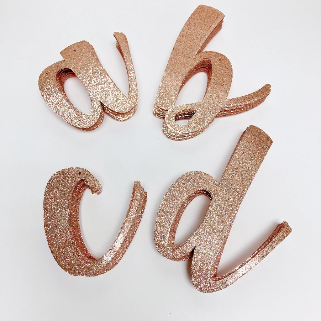 Happy Birthday Banner Rose Gold Custom Cursive Glitter Script Banner for Birthday Party