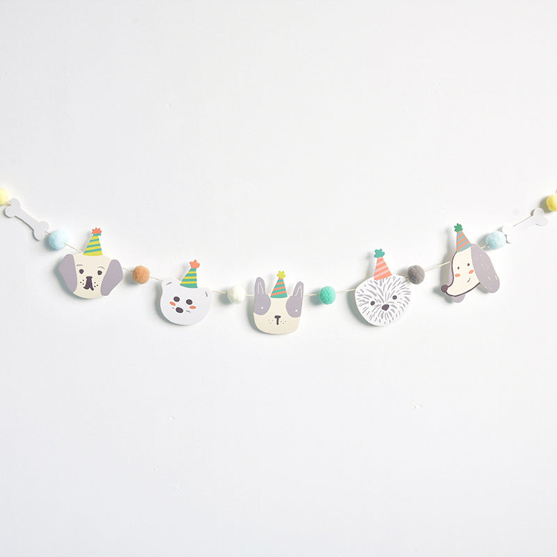 Animal Pom Pom Garland for Party Decoration Pets birthday party decoration