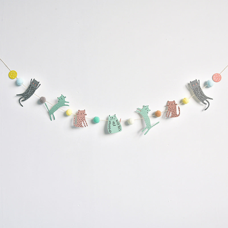 Animal Pom Pom Garland for Party Decoration Pets birthday party decoration