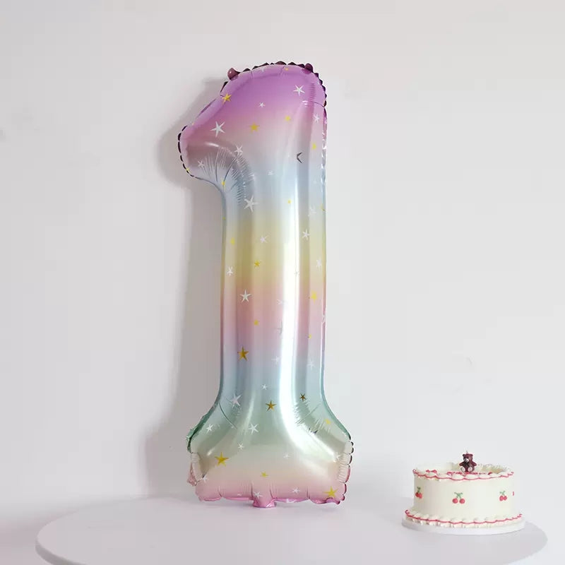 40 inch pastel rainbow Number balloon birthday balloon for party decoration
