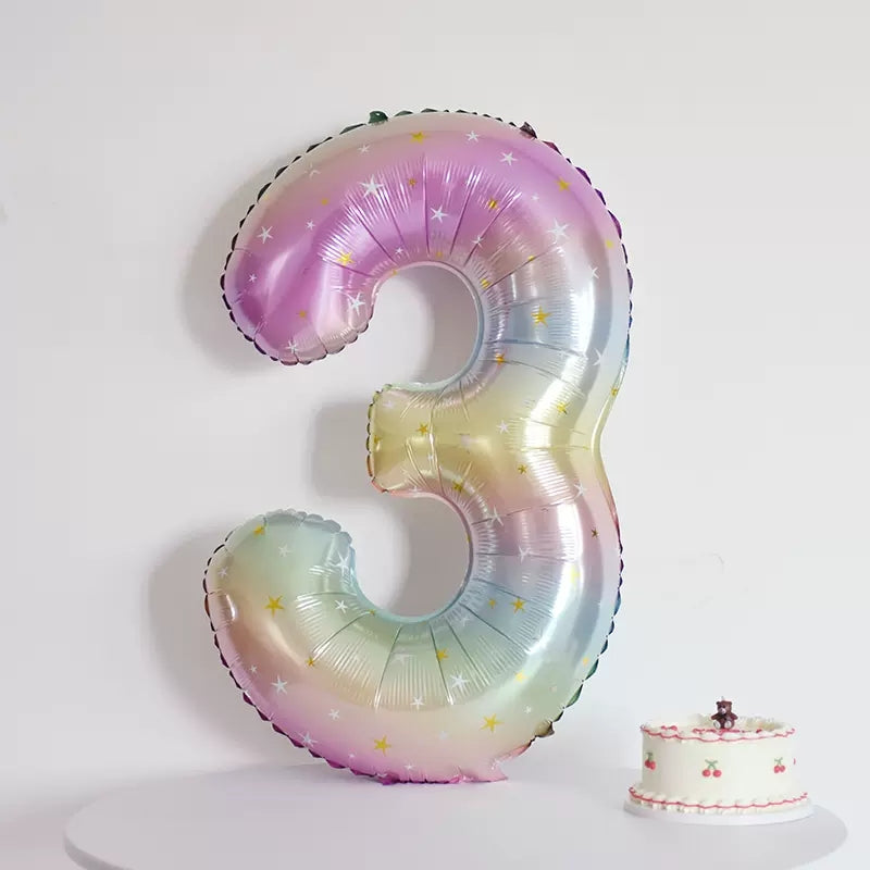 40 inch pastel rainbow Number balloon birthday balloon for party decoration