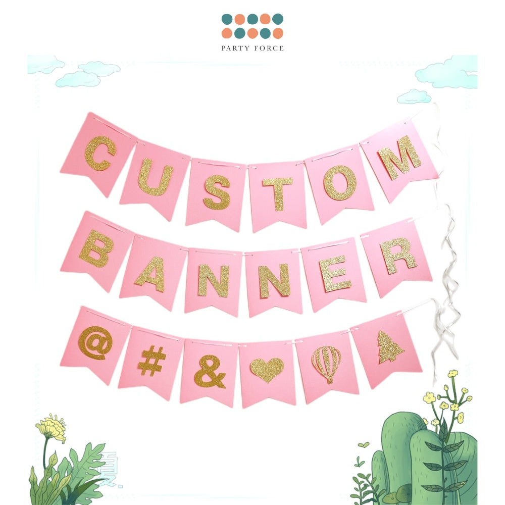 Happy Birthday Banner Pink DIY Customised Banner for Birthday party wedding event decoration