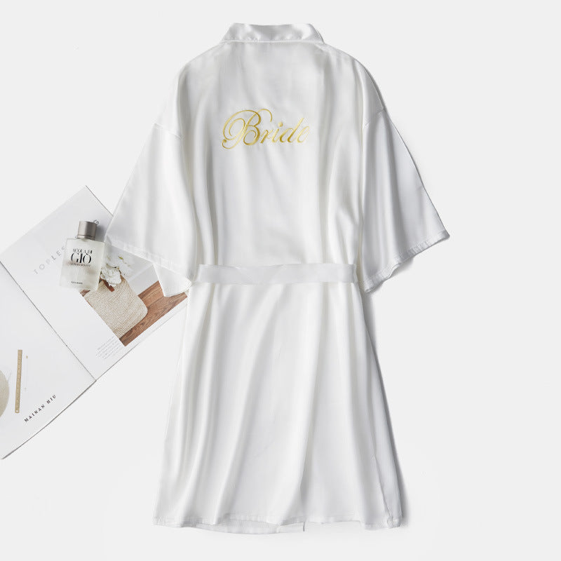 Bride To Be Bridesmaid Satin Robe - White