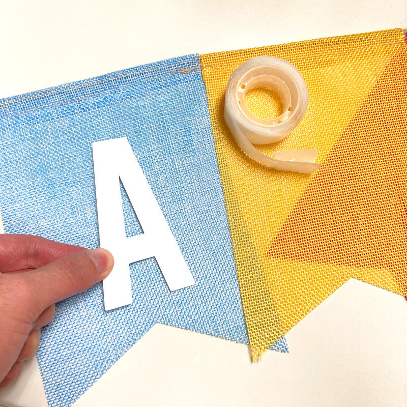 DIY Multicolor Linen banner customise happy birthday banner