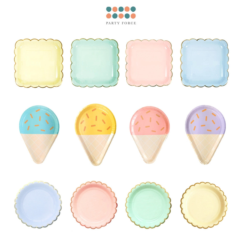 Disposable Paper Plate pastel Ice Cream Pastel Rainbow for Birthday Party