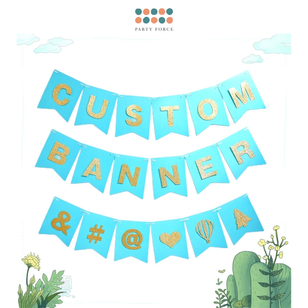 Happy Birthday Banner Blue DIY Customised Banner for Birthday party wedding event decoration