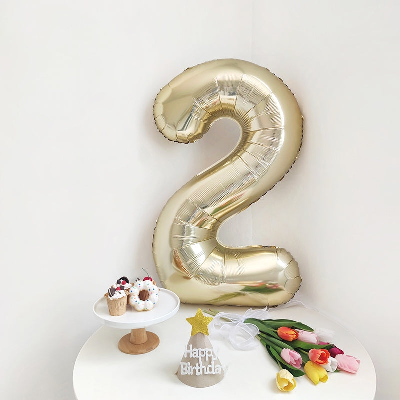 40 inch white gold number balloon for birthday party decoration