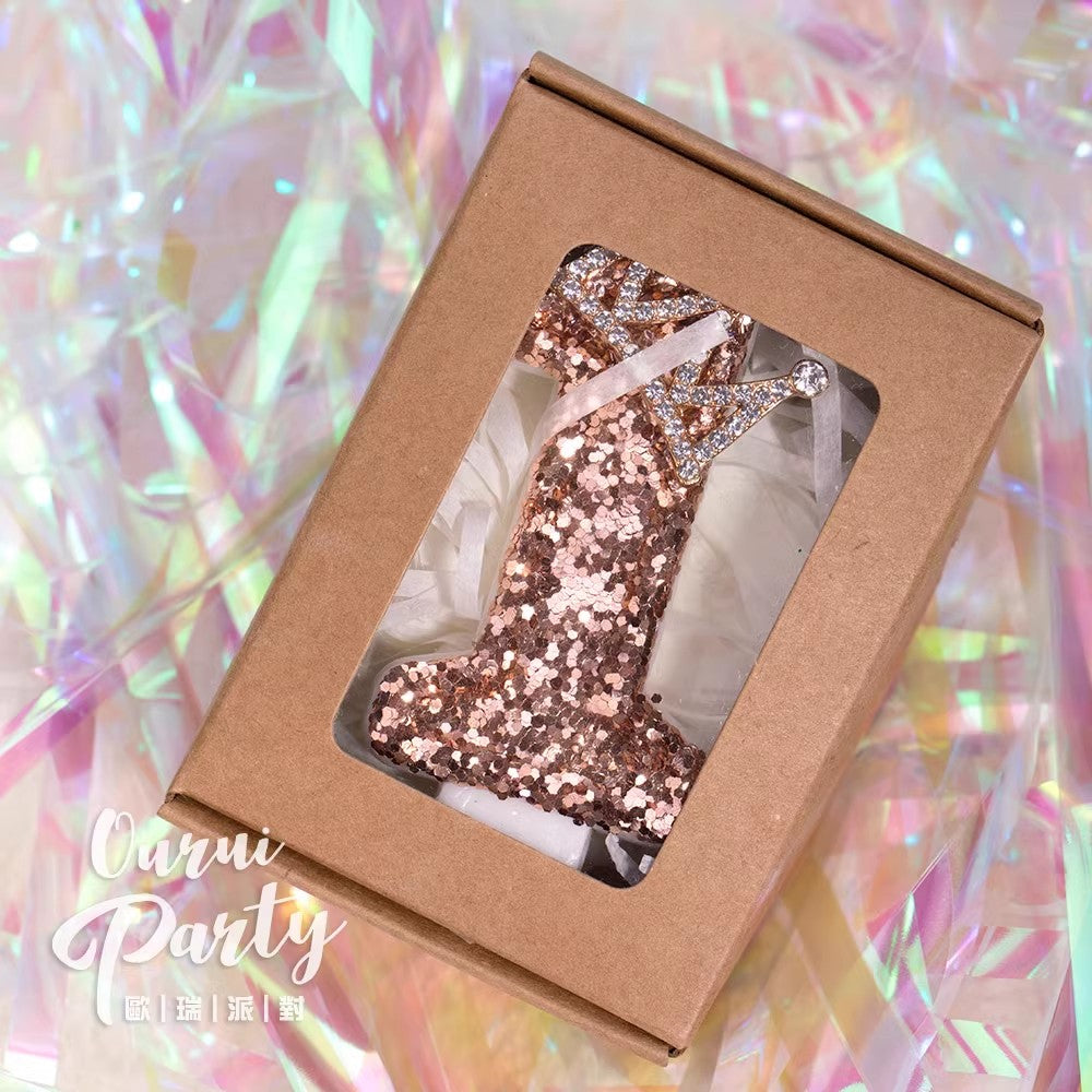 Premium Number Candle Fancy Glitter Happy birthday Candle
