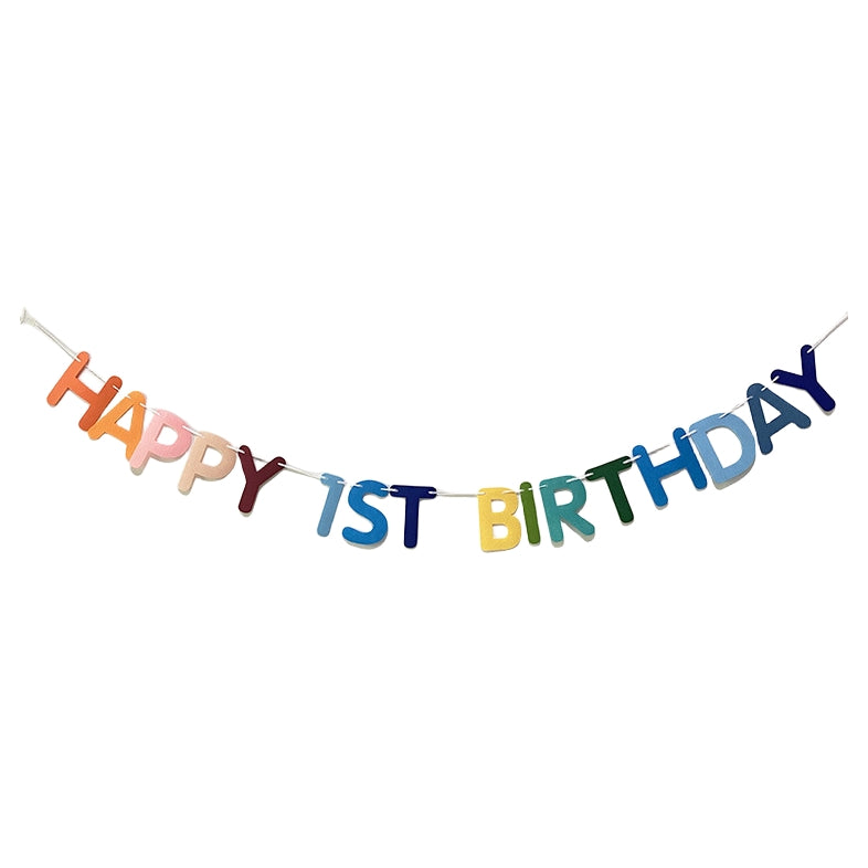 Rainbow Felt Happy 1st birthday Banner