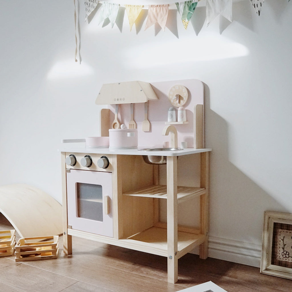 Nordic Wooden Kitchen Play Set Educational Pretend Play Roleplay Wooden Toy