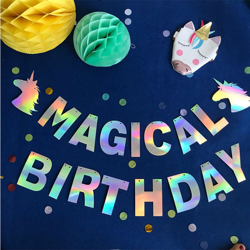 Everything Unicorn theme birthday decoration balloon banner tableware
