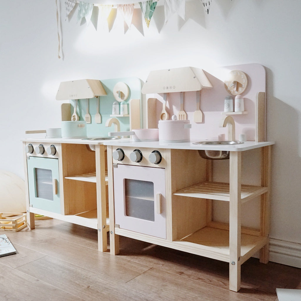 Nordic Wooden Kitchen Play Set Educational Pretend Play Roleplay Wooden Toy