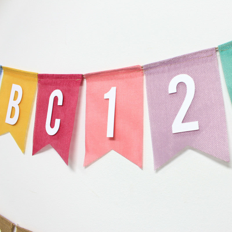 DIY Multicolor Linen banner customise happy birthday banner