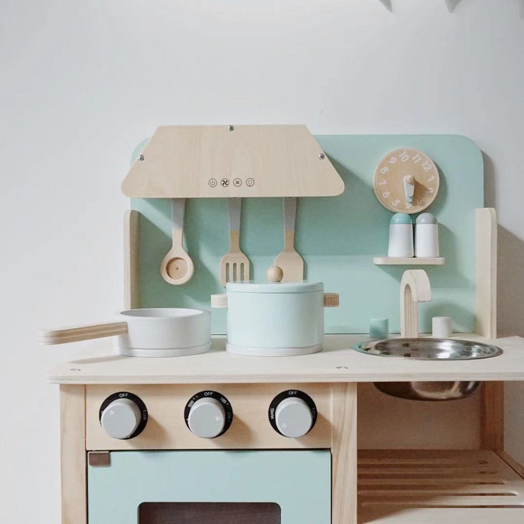 Nordic Wooden Kitchen Play Set Educational Pretend Play Roleplay Wooden Toy