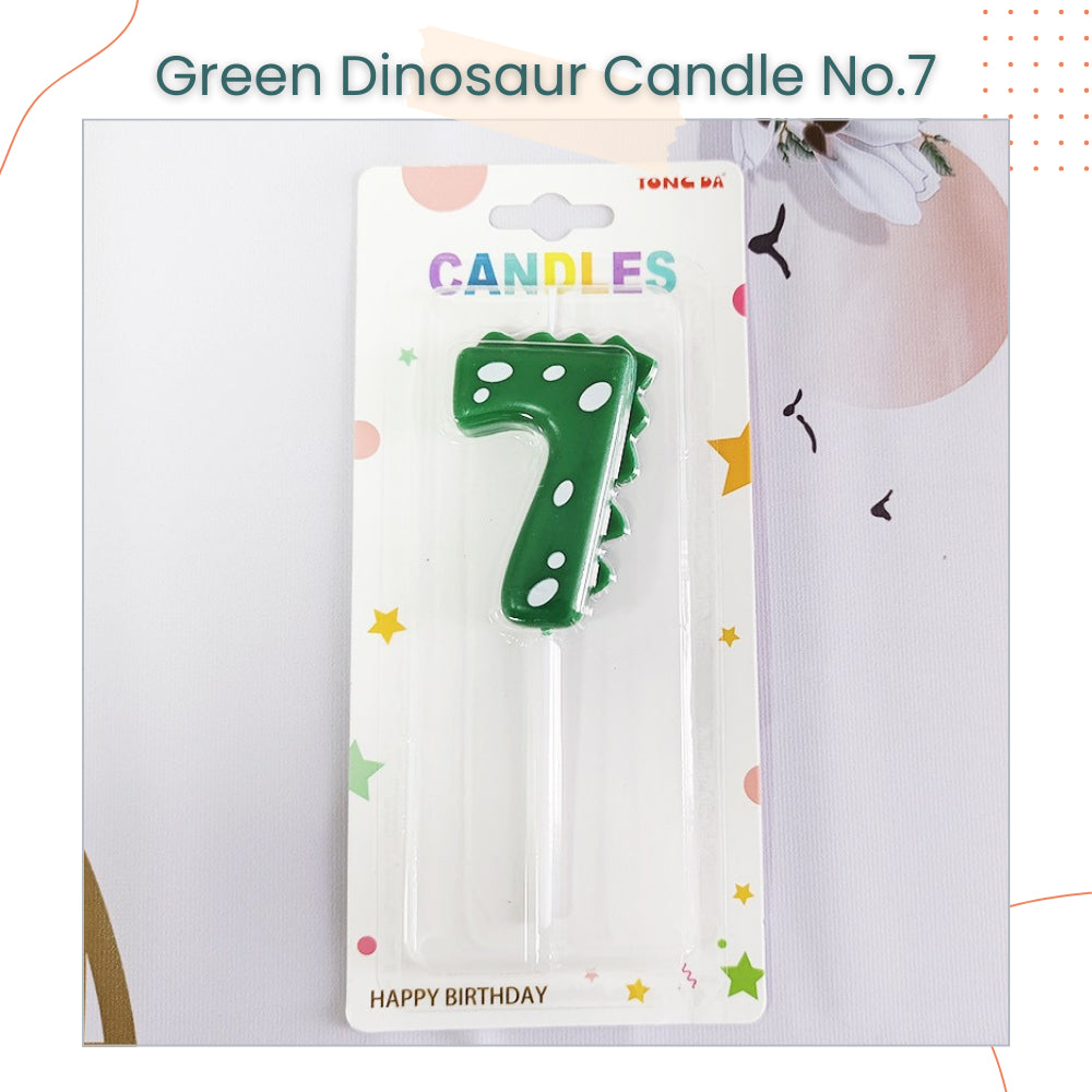 Cute Green Dinosaur Number Candle for Birthday Parties