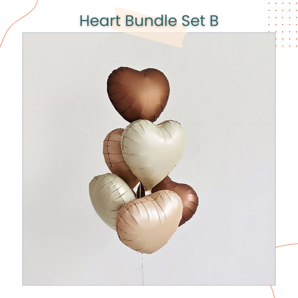 18inch Glossy Cream Heart Ribbon Balloon Bouquet Bundle for Party Events