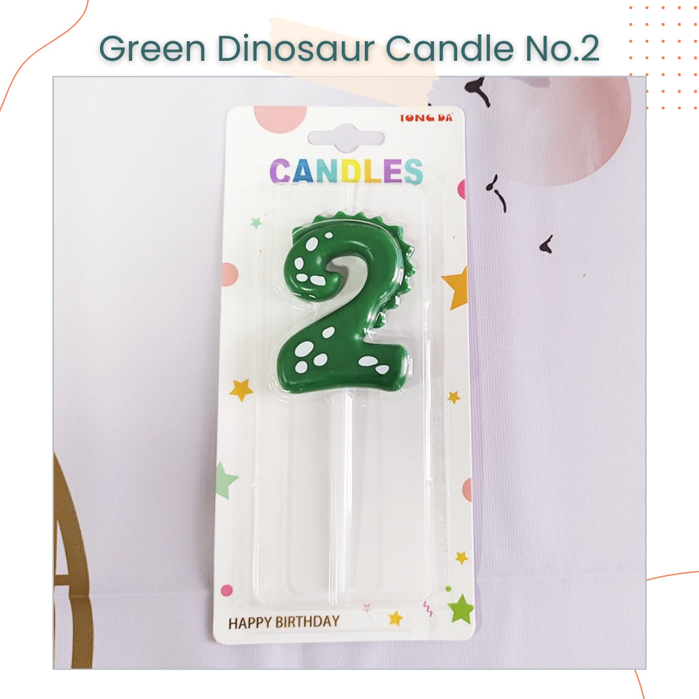 Cute Green Dinosaur Number Candle for Birthday Parties