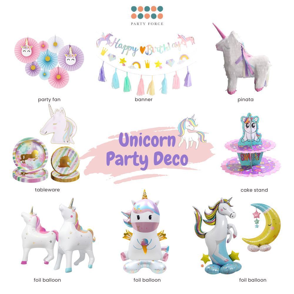 Everything Unicorn theme birthday decoration balloon banner tableware