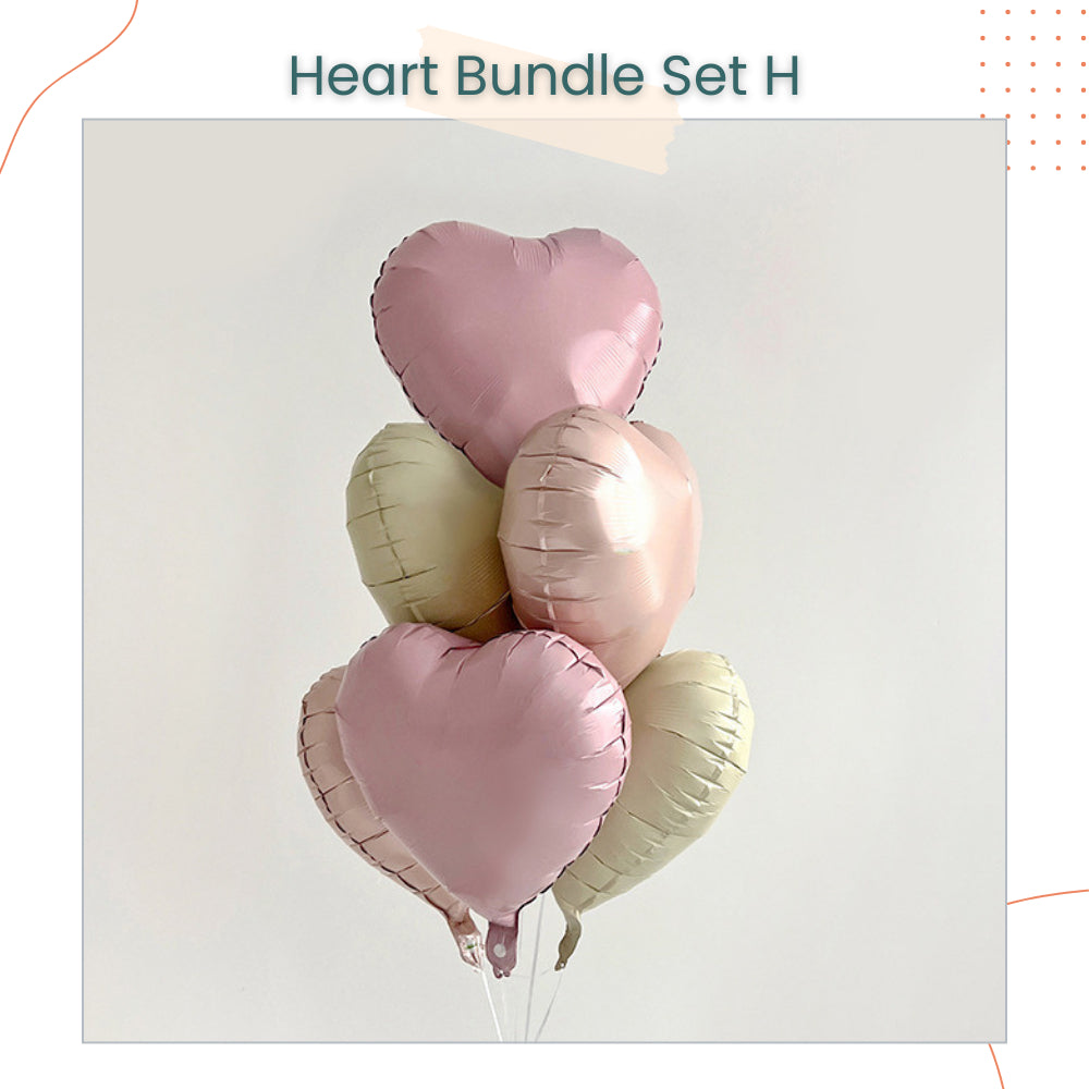 18inch Glossy Cream Heart Ribbon Balloon Bouquet Bundle for Party Events