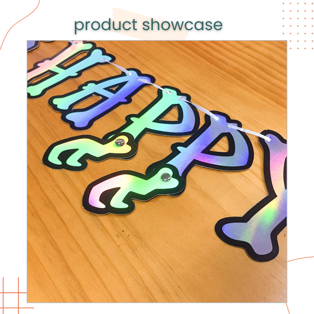 Iridescent Dinosaur Happy Birthday Banner for Birthday Parties Decoration