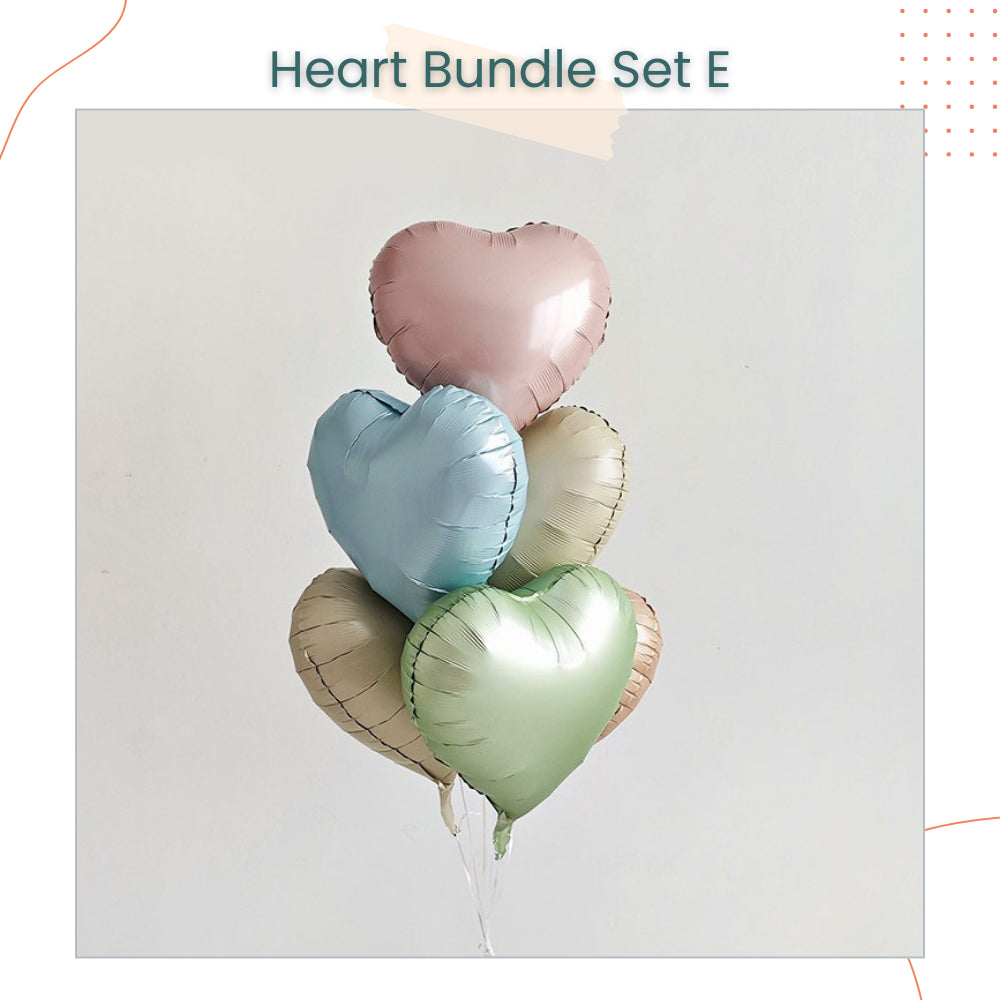 18inch Glossy Cream Heart Ribbon Balloon Bouquet Bundle for Party Events