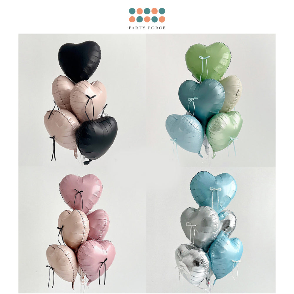 18inch Glossy Cream Heart Ribbon Balloon Bouquet Bundle for Party Events