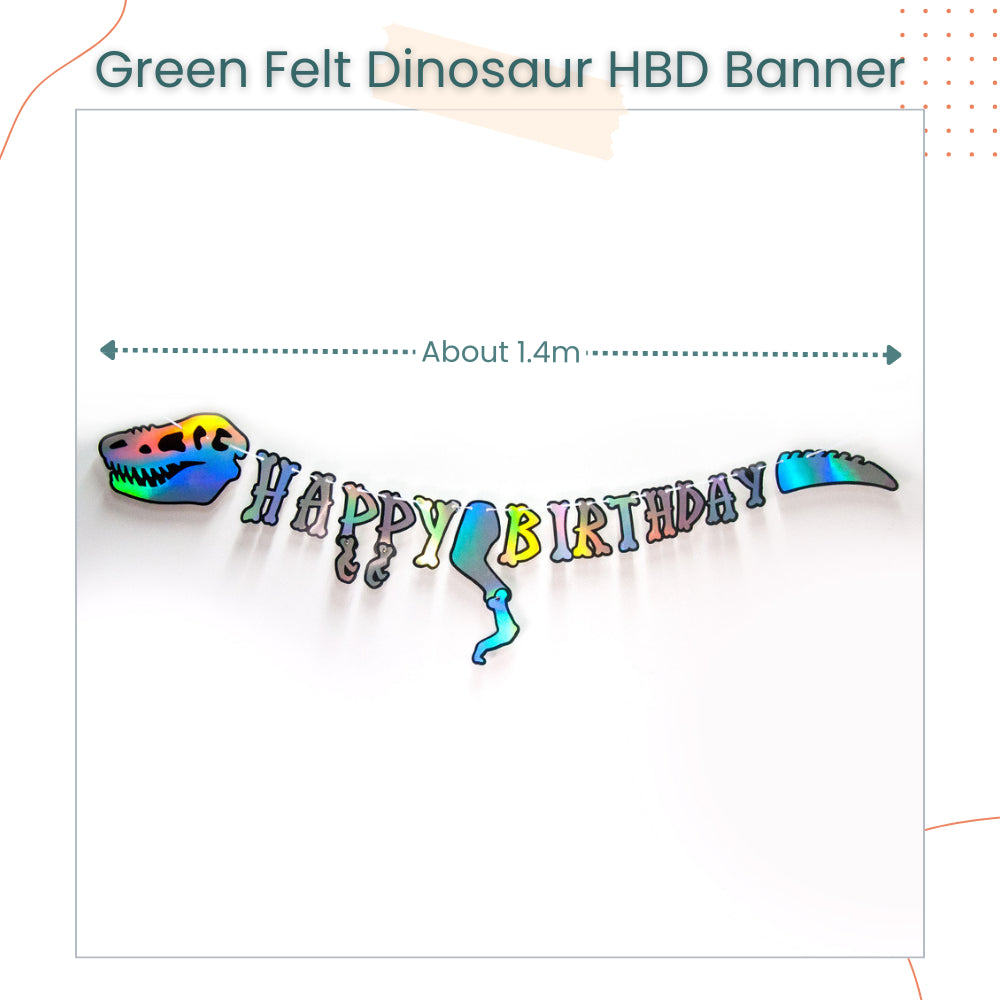 Iridescent Dinosaur Happy Birthday Banner for Birthday Parties Decoration