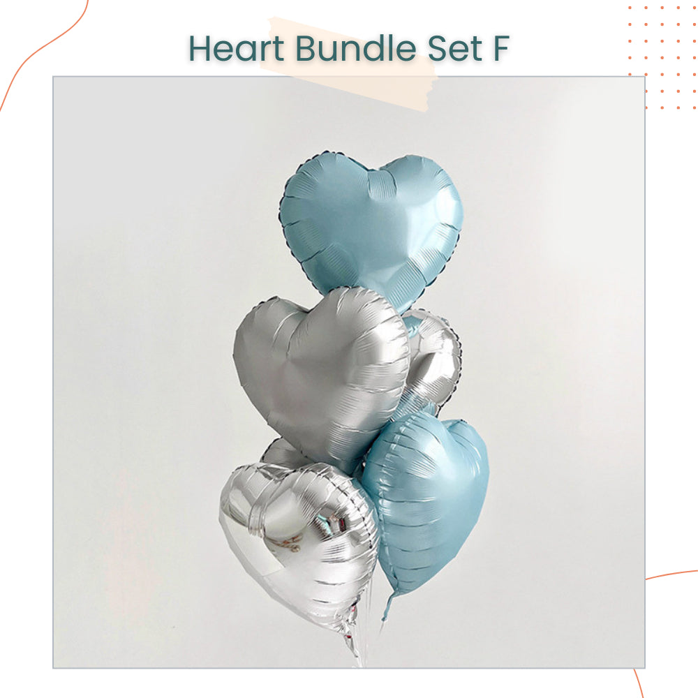 18inch Glossy Cream Heart Ribbon Balloon Bouquet Bundle for Party Events