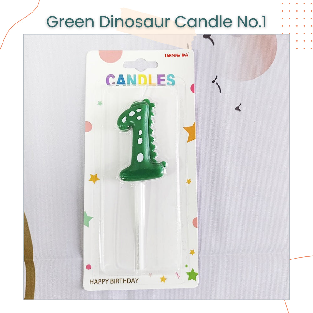 Cute Green Dinosaur Number Candle for Birthday Parties