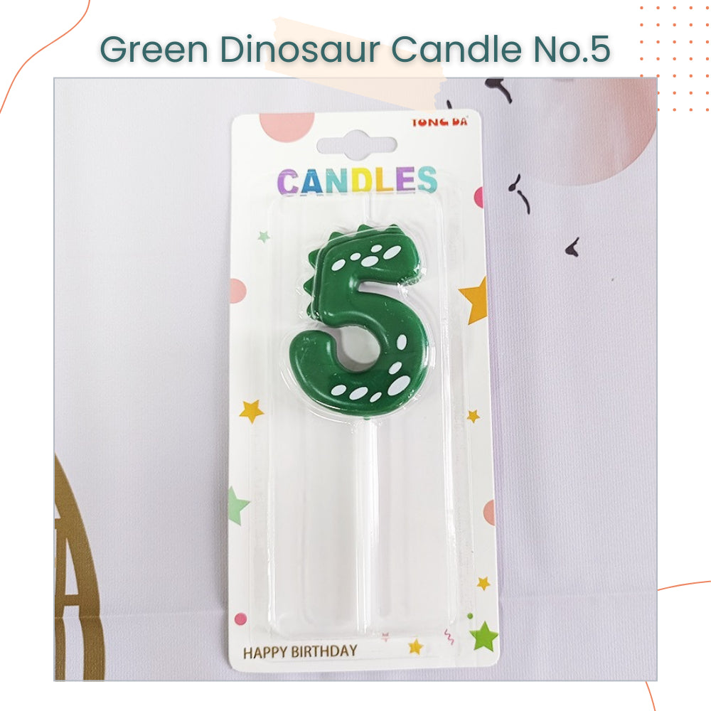 Cute Green Dinosaur Number Candle for Birthday Parties