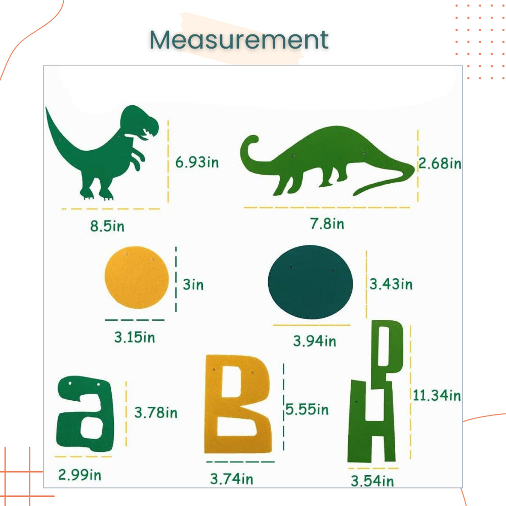 Green Felt Dinosaur Happy Birthday Banner for Birthday Parties