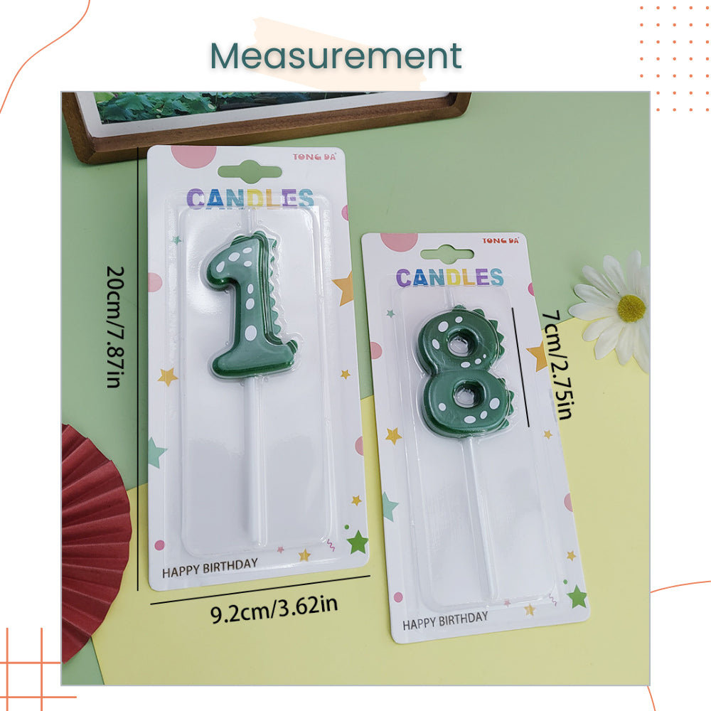 Cute Green Dinosaur Number Candle for Birthday Parties