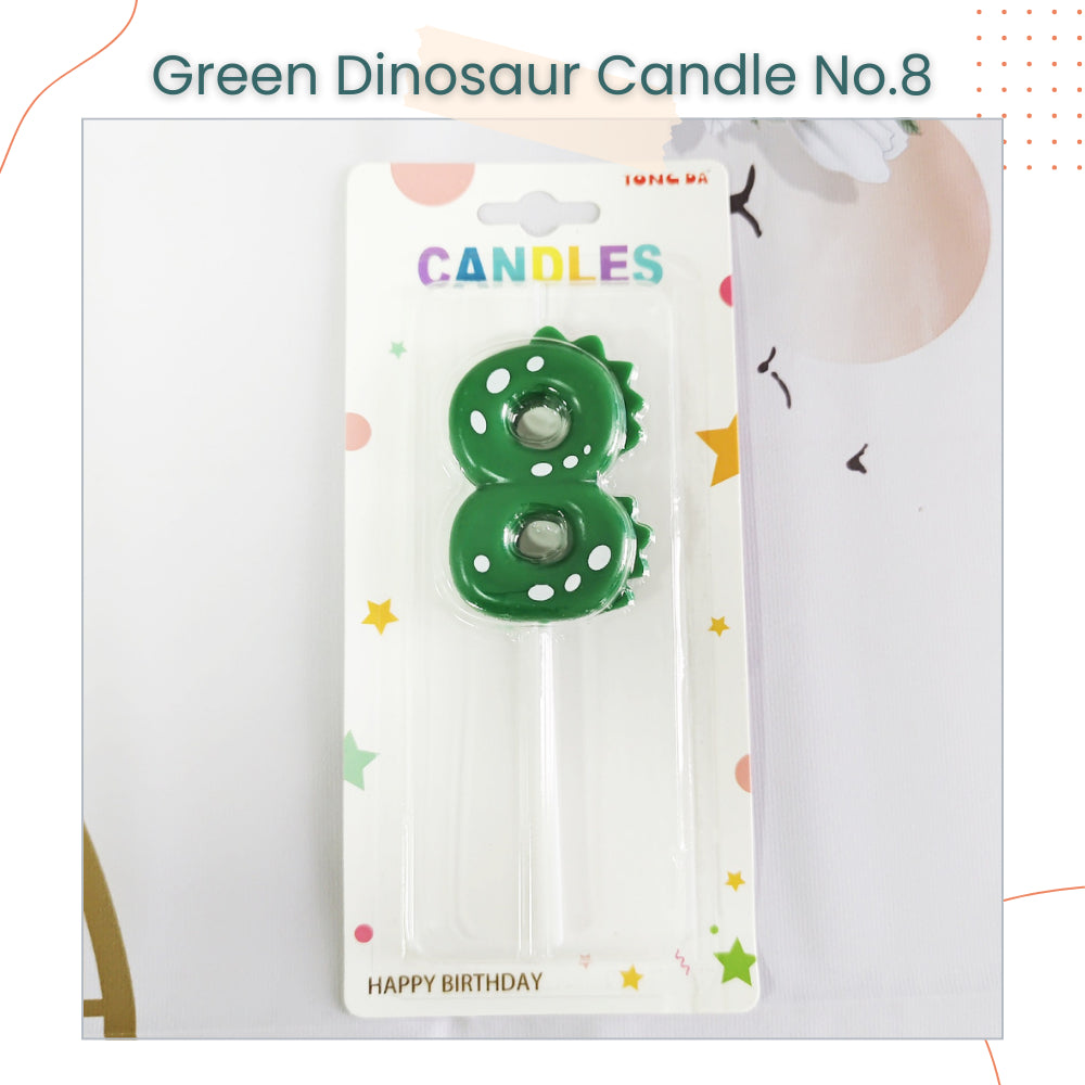 Cute Green Dinosaur Number Candle for Birthday Parties