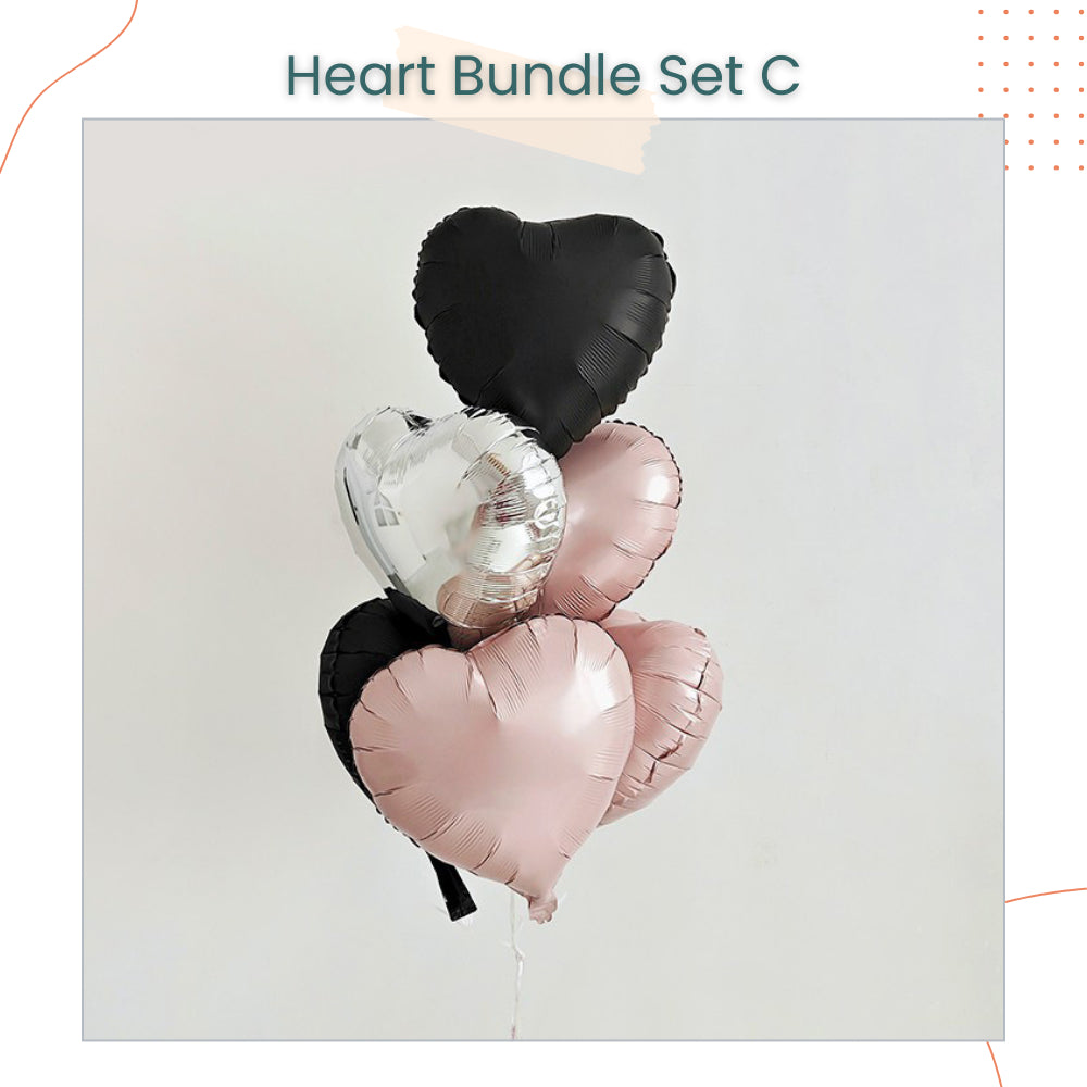 18inch Glossy Cream Heart Ribbon Balloon Bouquet Bundle for Party Events