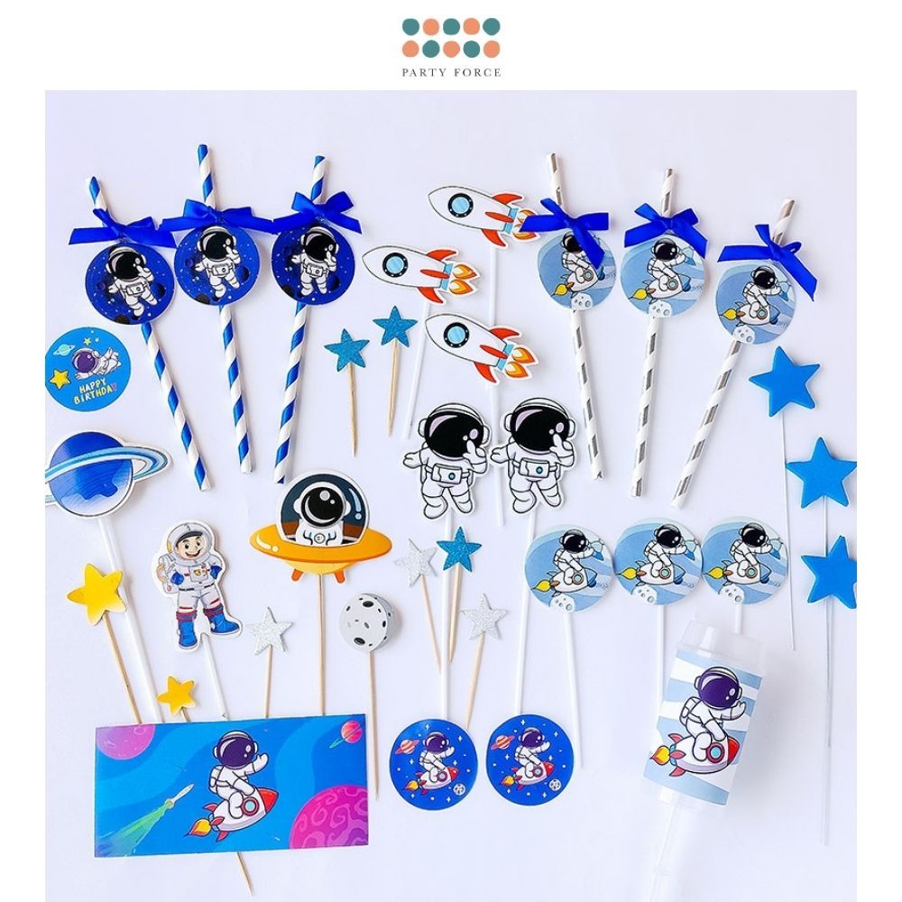 New Edition Space Theme Cake Cupcake Topper Set for Birthday Cake Decoration