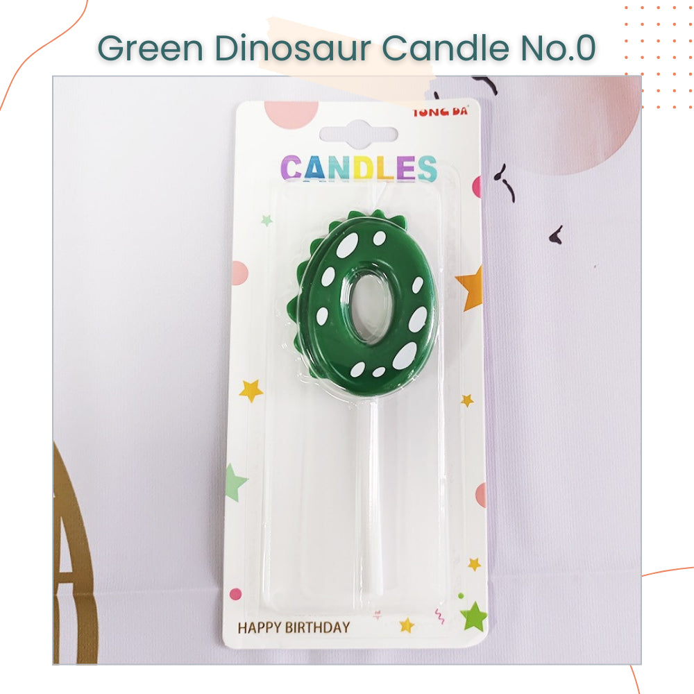 Cute Green Dinosaur Number Candle for Birthday Parties