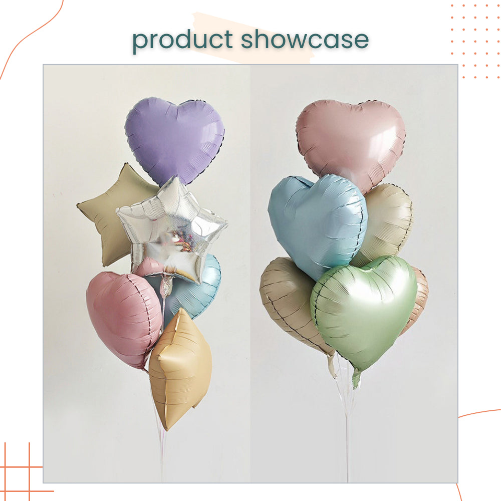 18inch Glossy Cream Heart Ribbon Balloon Bouquet Bundle for Party Events