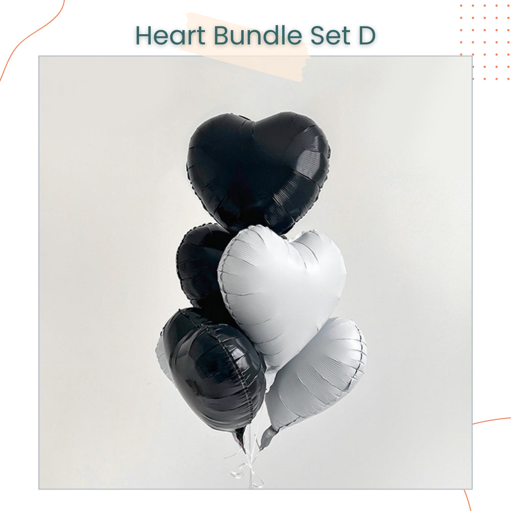 18inch Glossy Cream Heart Ribbon Balloon Bouquet Bundle for Party Events