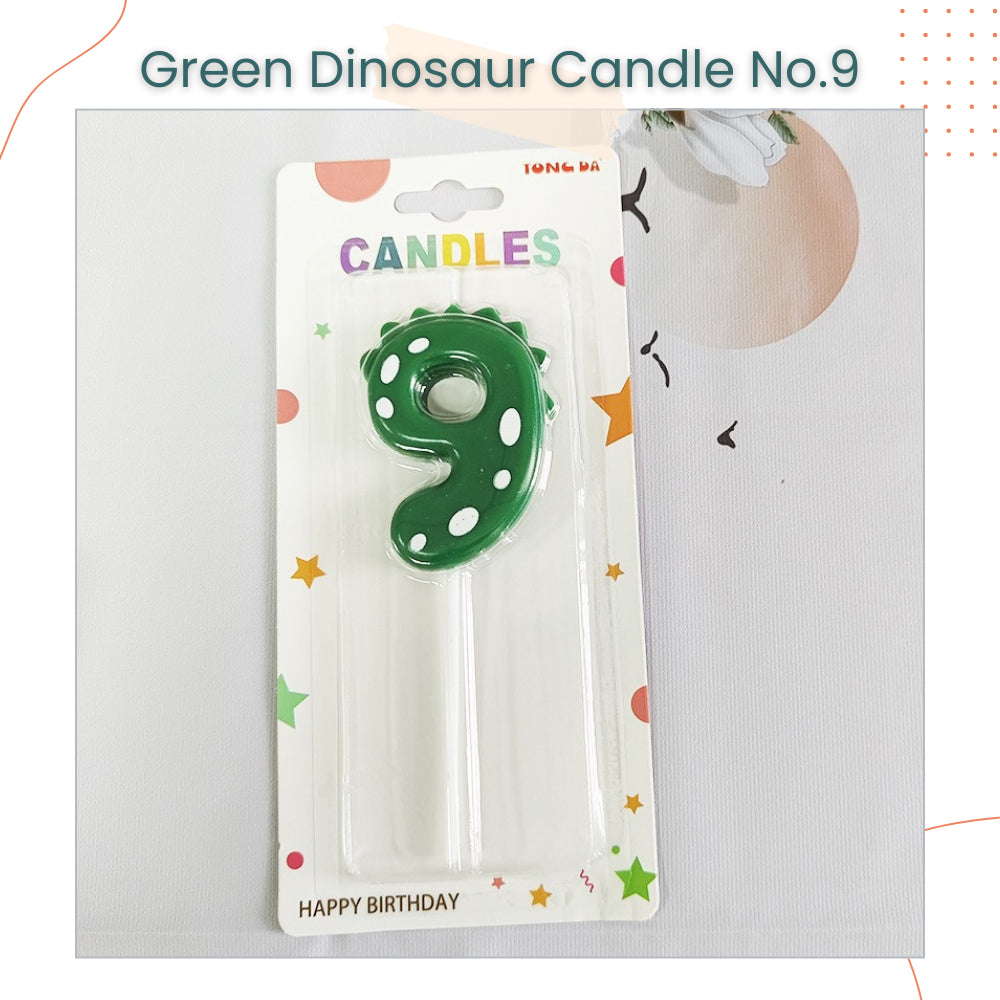 Cute Green Dinosaur Number Candle for Birthday Parties