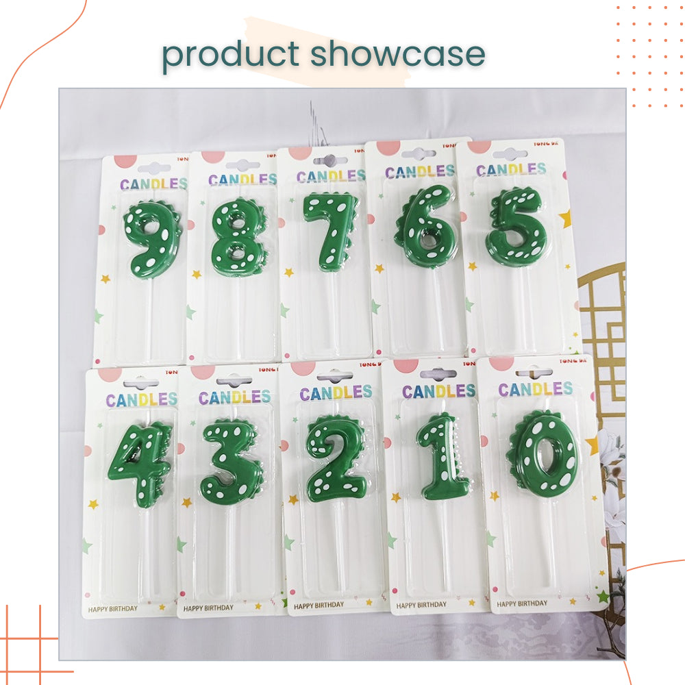 Cute Green Dinosaur Number Candle for Birthday Parties