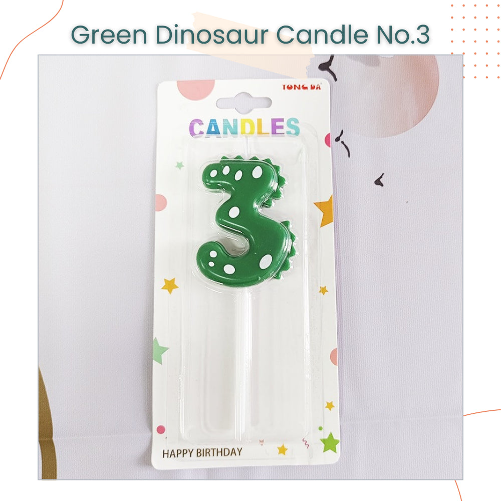 Cute Green Dinosaur Number Candle for Birthday Parties
