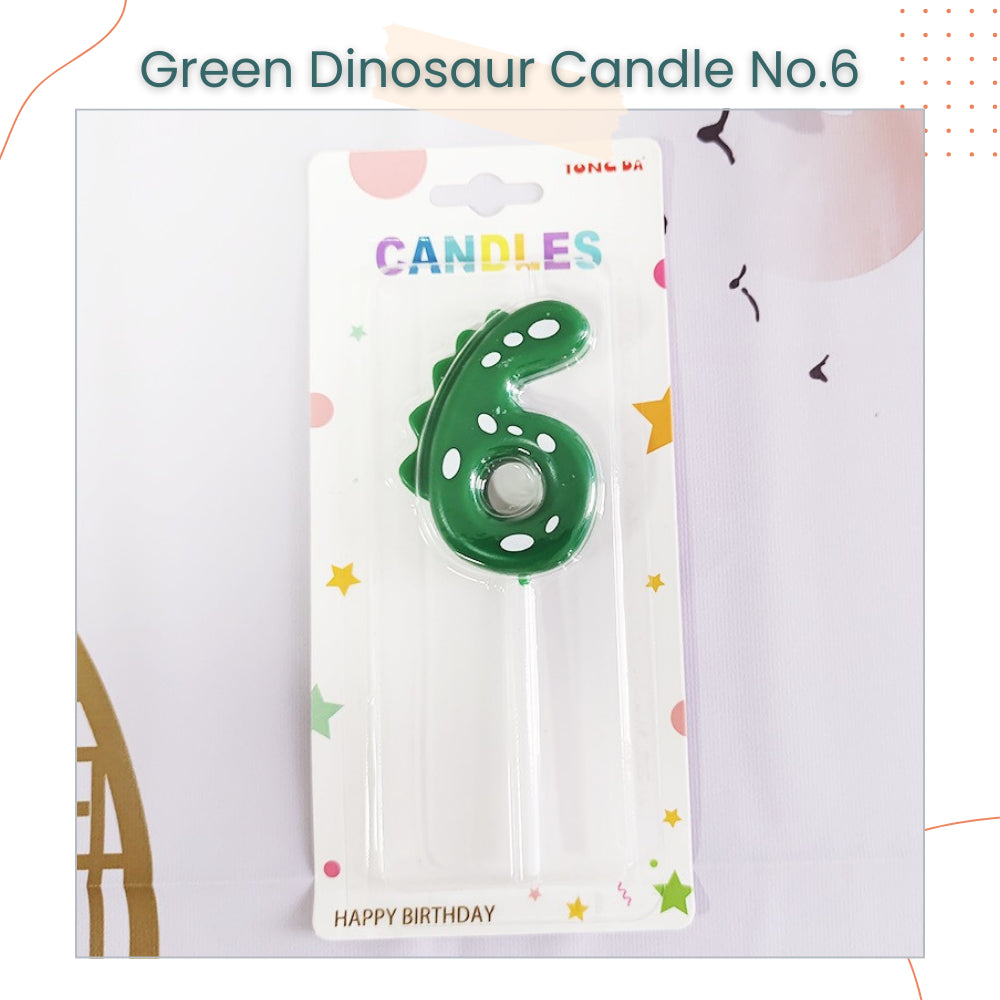 Cute Green Dinosaur Number Candle for Birthday Parties